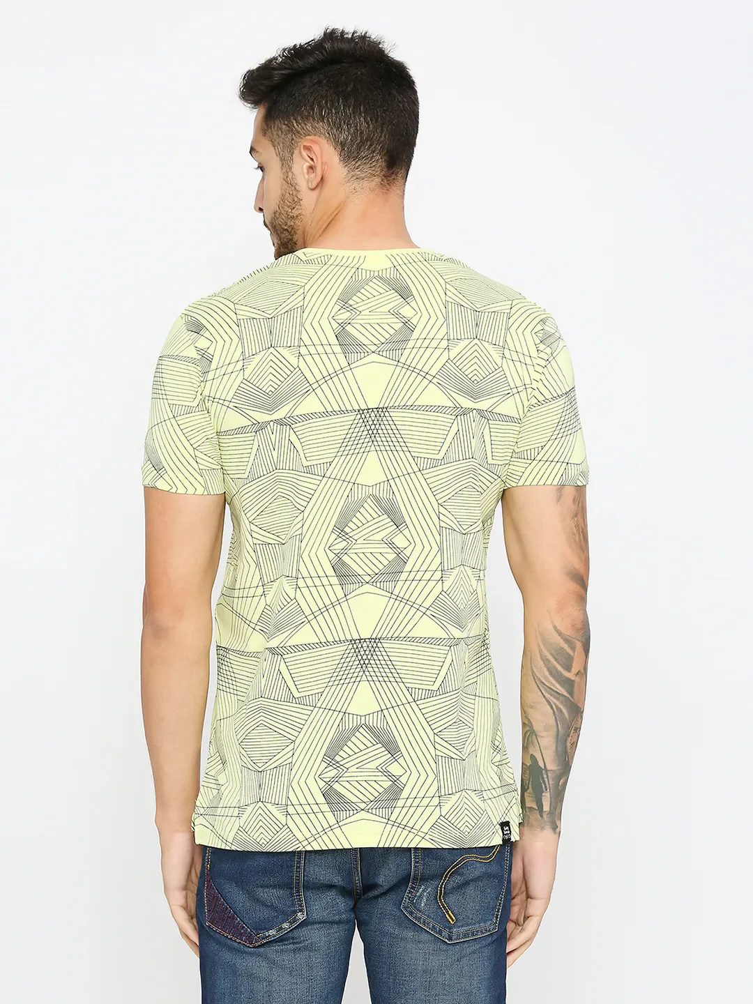 Wax Yellow Regular Fit Round Neck Men's T-Shirt by Being Human Clothing - Image 4