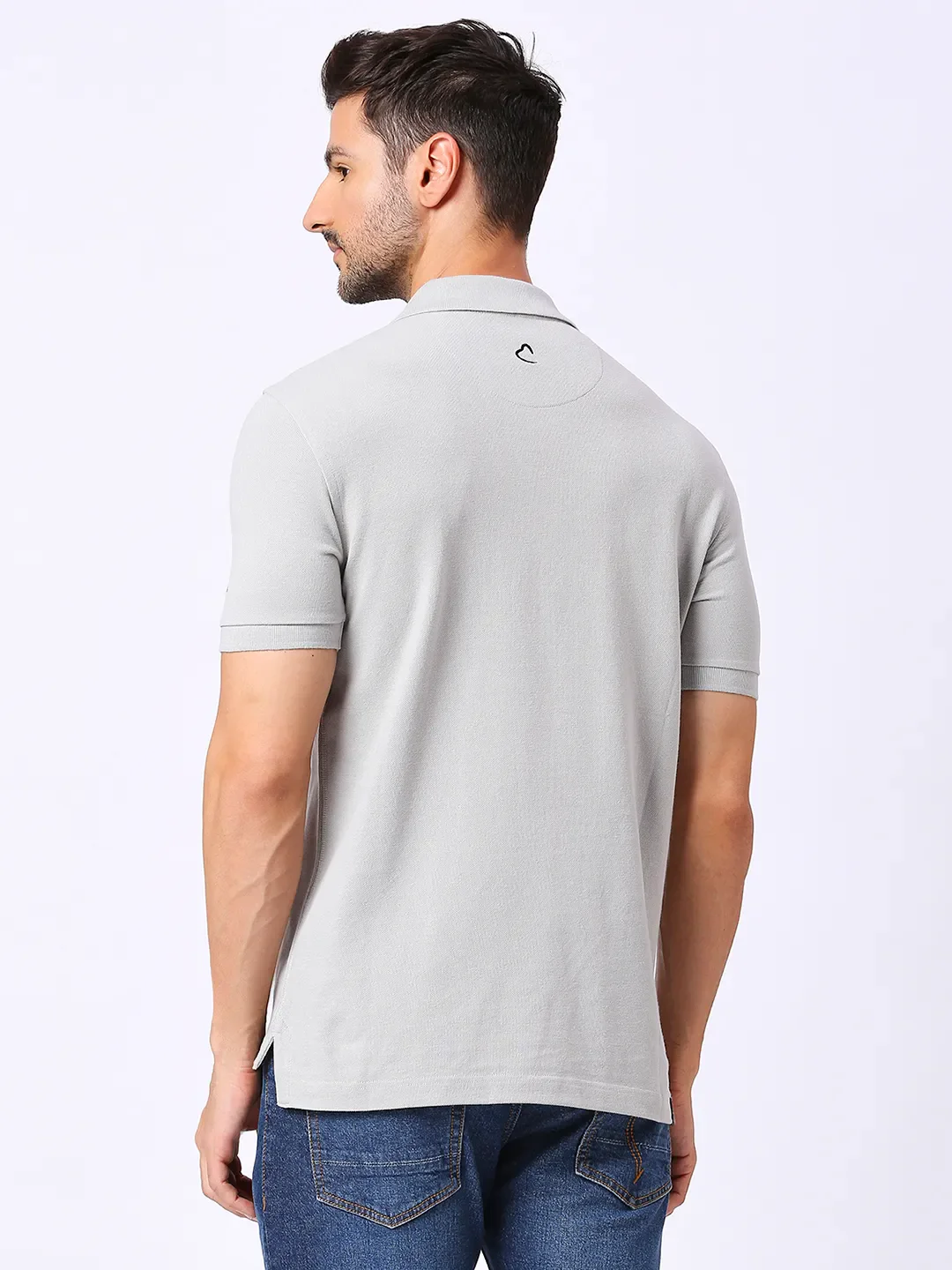 Grey Regular Fit Men's Polo T-Shirt by Being Human Clothing - Image 4