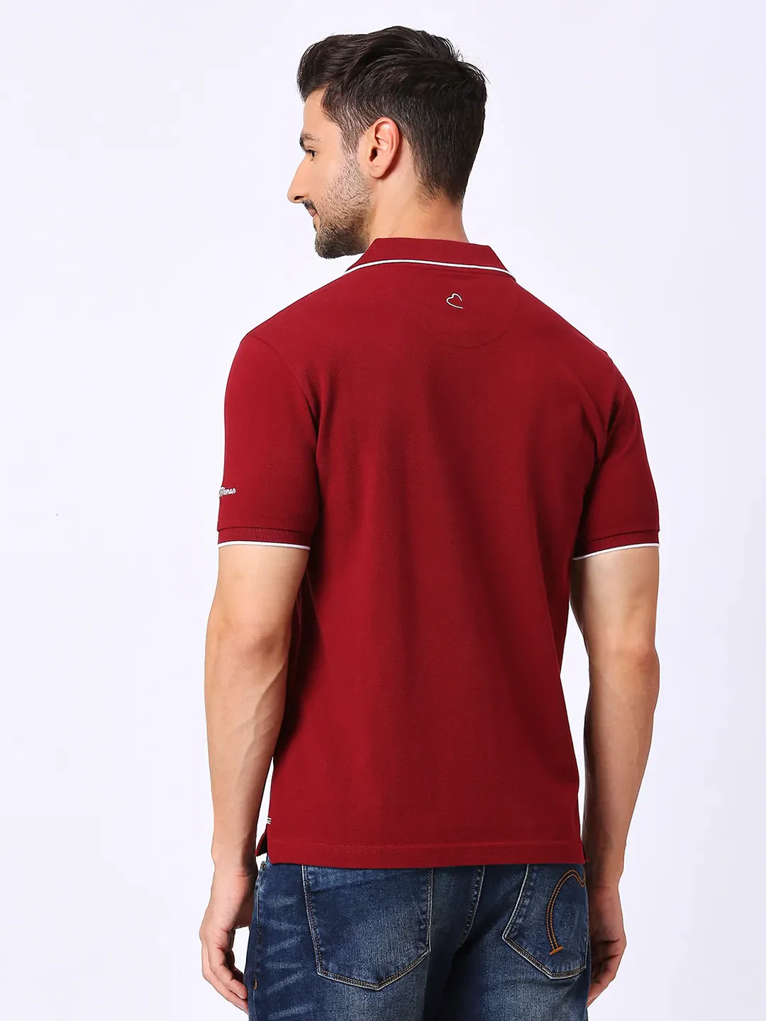 Red Regular Fit Men's Polo T-Shirt by Being Human Clothing - Image 4