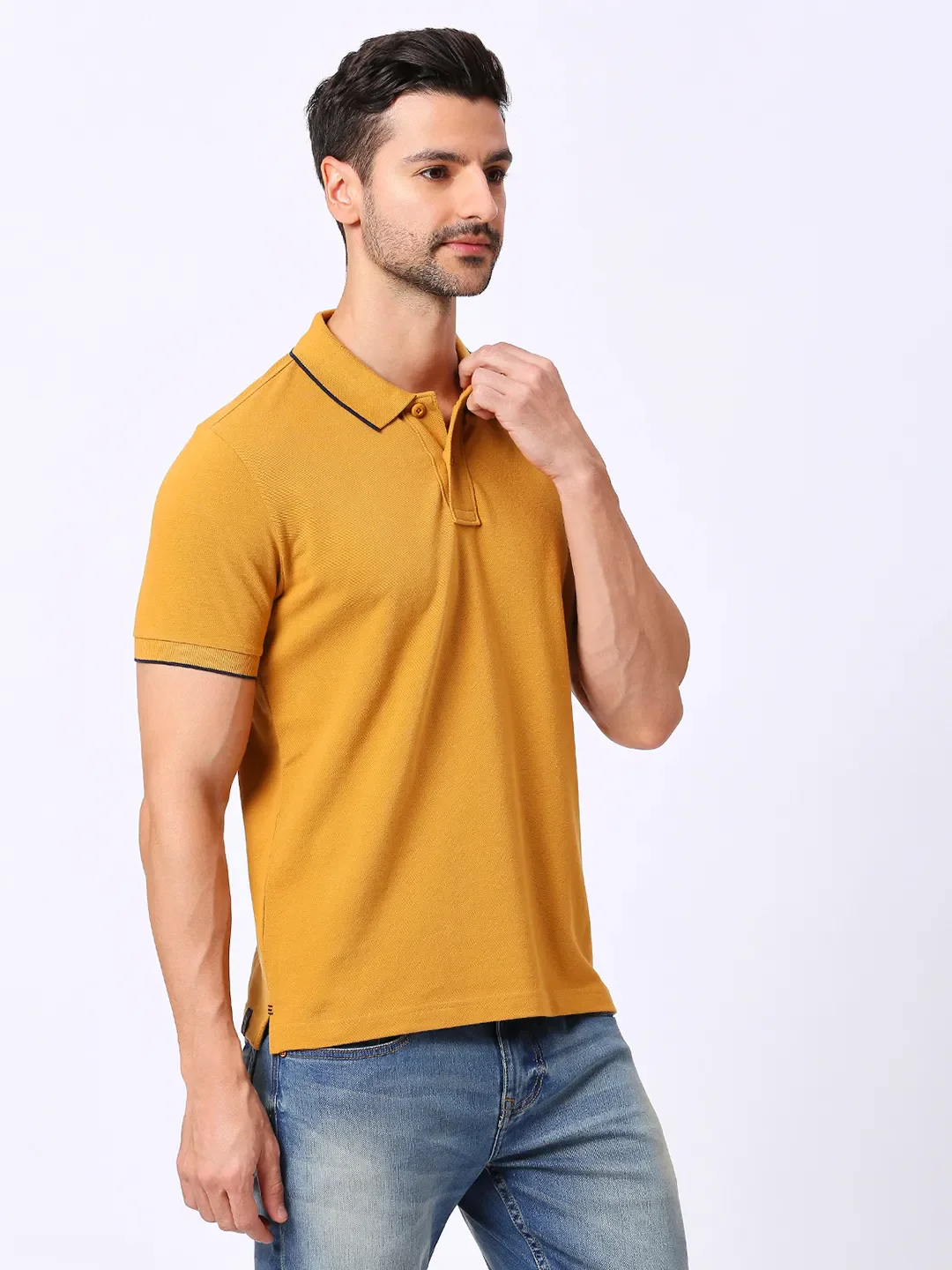 Yellow Regular Fit Men's Polo T-Shirt by Being Human Clothing - Image 3