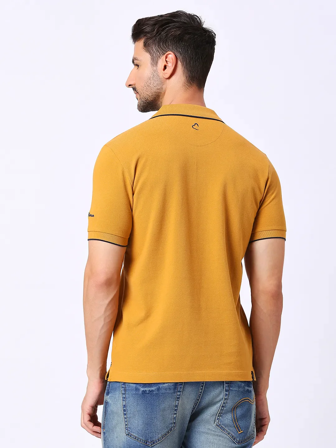 Yellow Regular Fit Men's Polo T-Shirt by Being Human Clothing - Image 4