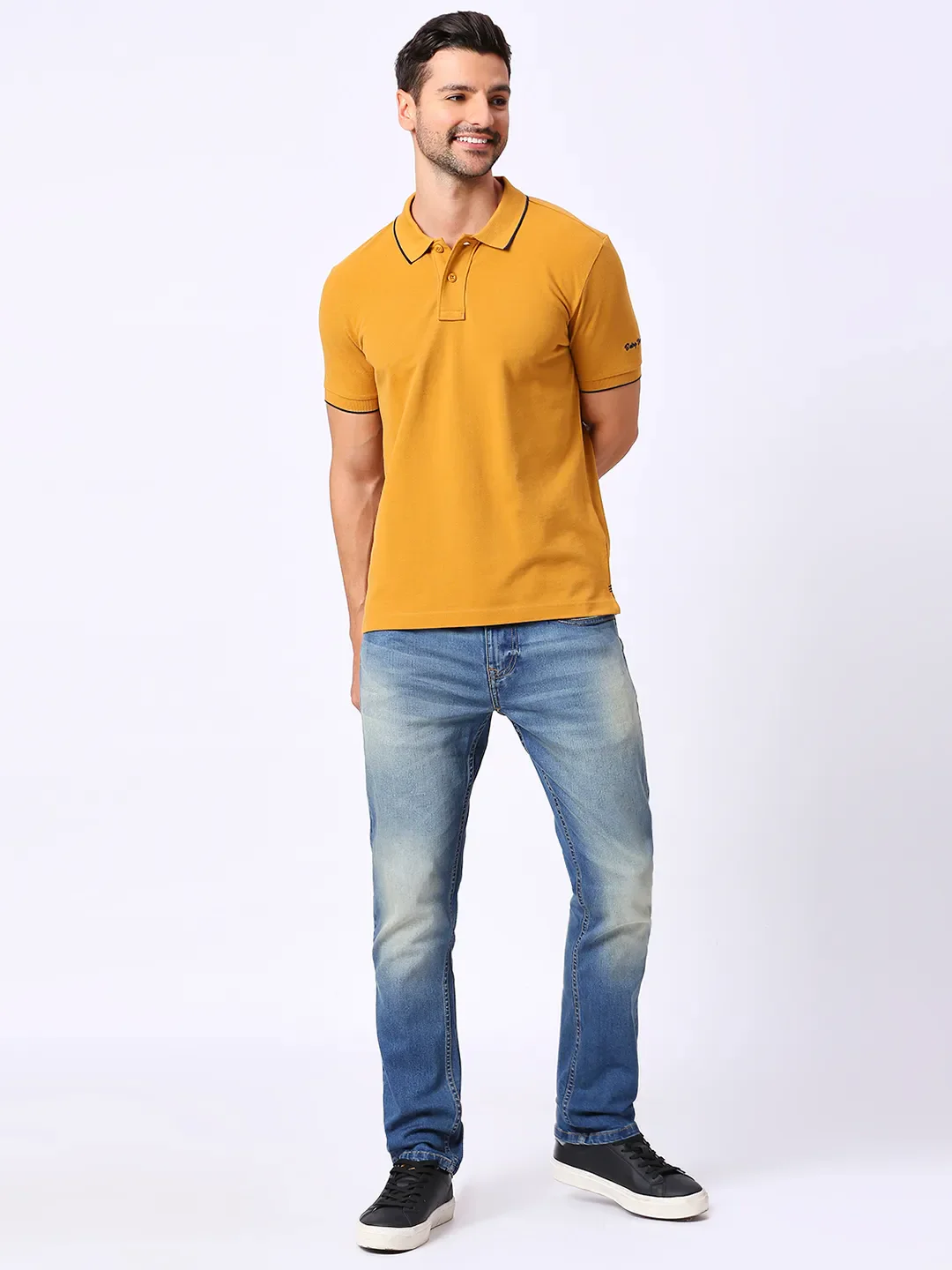 Yellow Regular Fit Men's Polo T-Shirt by Being Human Clothing - Image 6