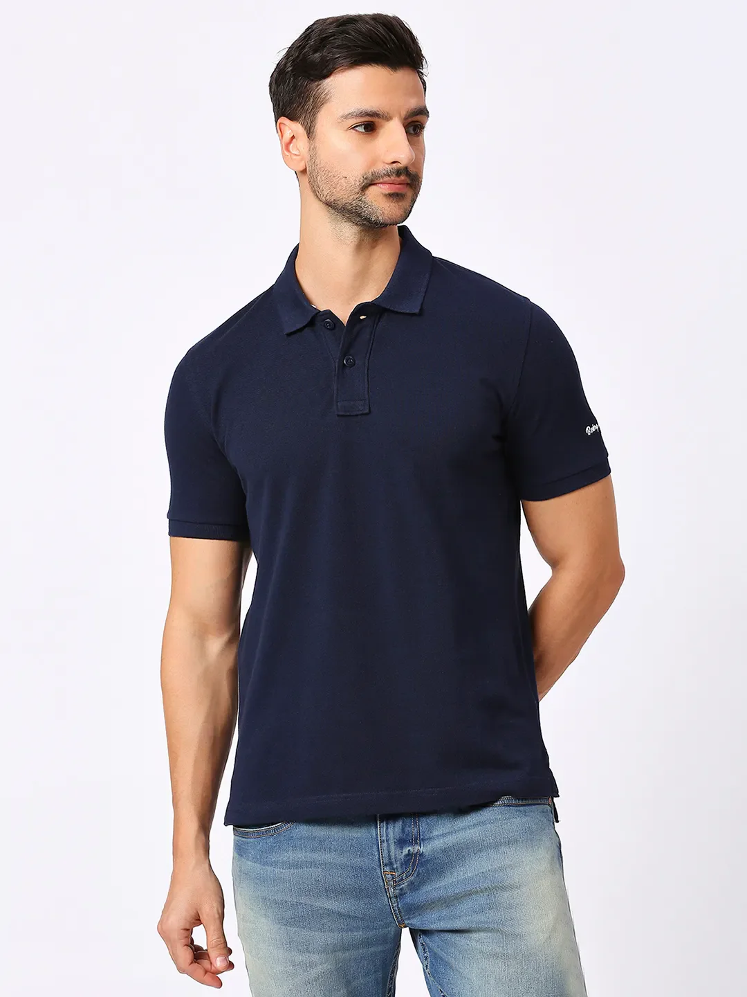 Blue Regular Fit Men's Polo T-Shirt by Being Human Clothing