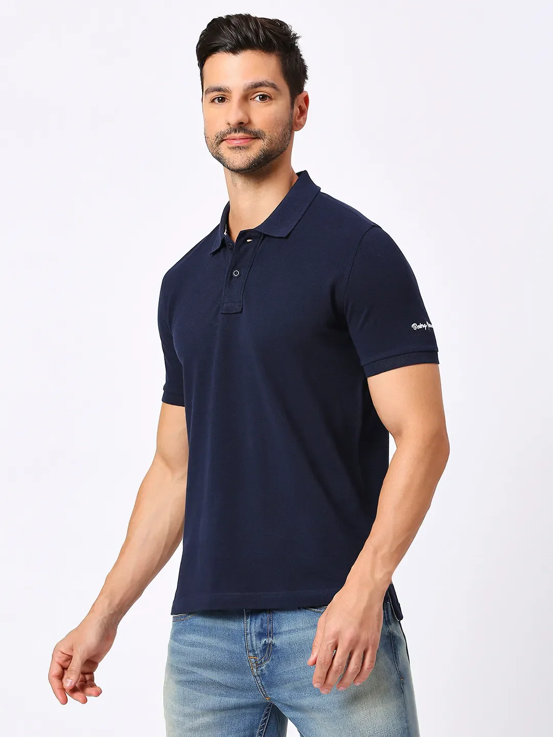 Blue Regular Fit Men's Polo T-Shirt by Being Human Clothing - Image 2