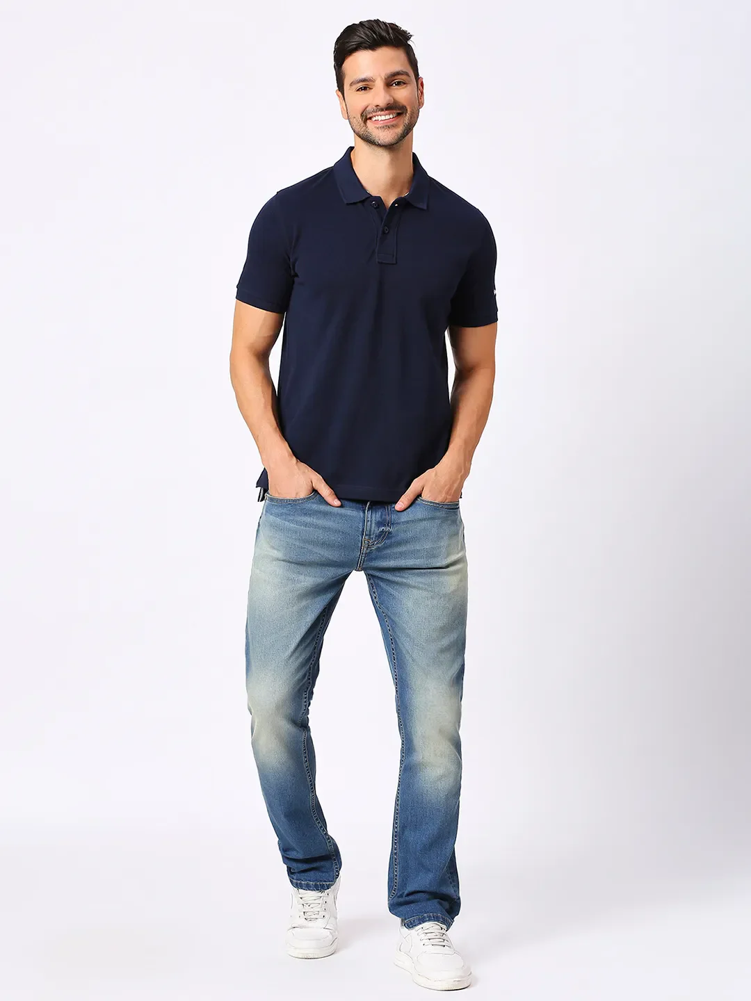 Blue Regular Fit Men's Polo T-Shirt by Being Human Clothing - Image 6