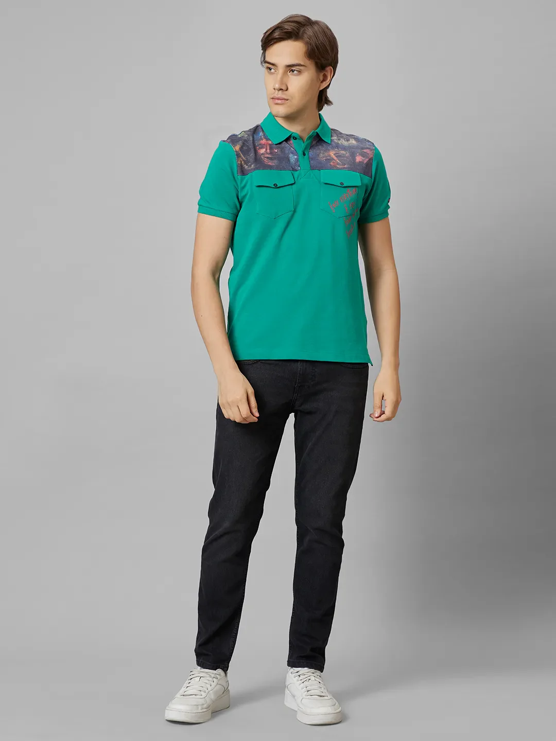 Green Regular Fit Men's Polo T-Shirt by Being Human Clothing - Image 2
