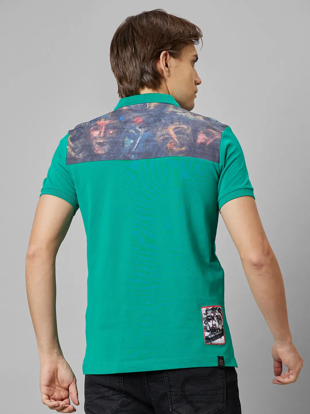 Green Regular Fit Men's Polo T-Shirt by Being Human Clothing - Image 3