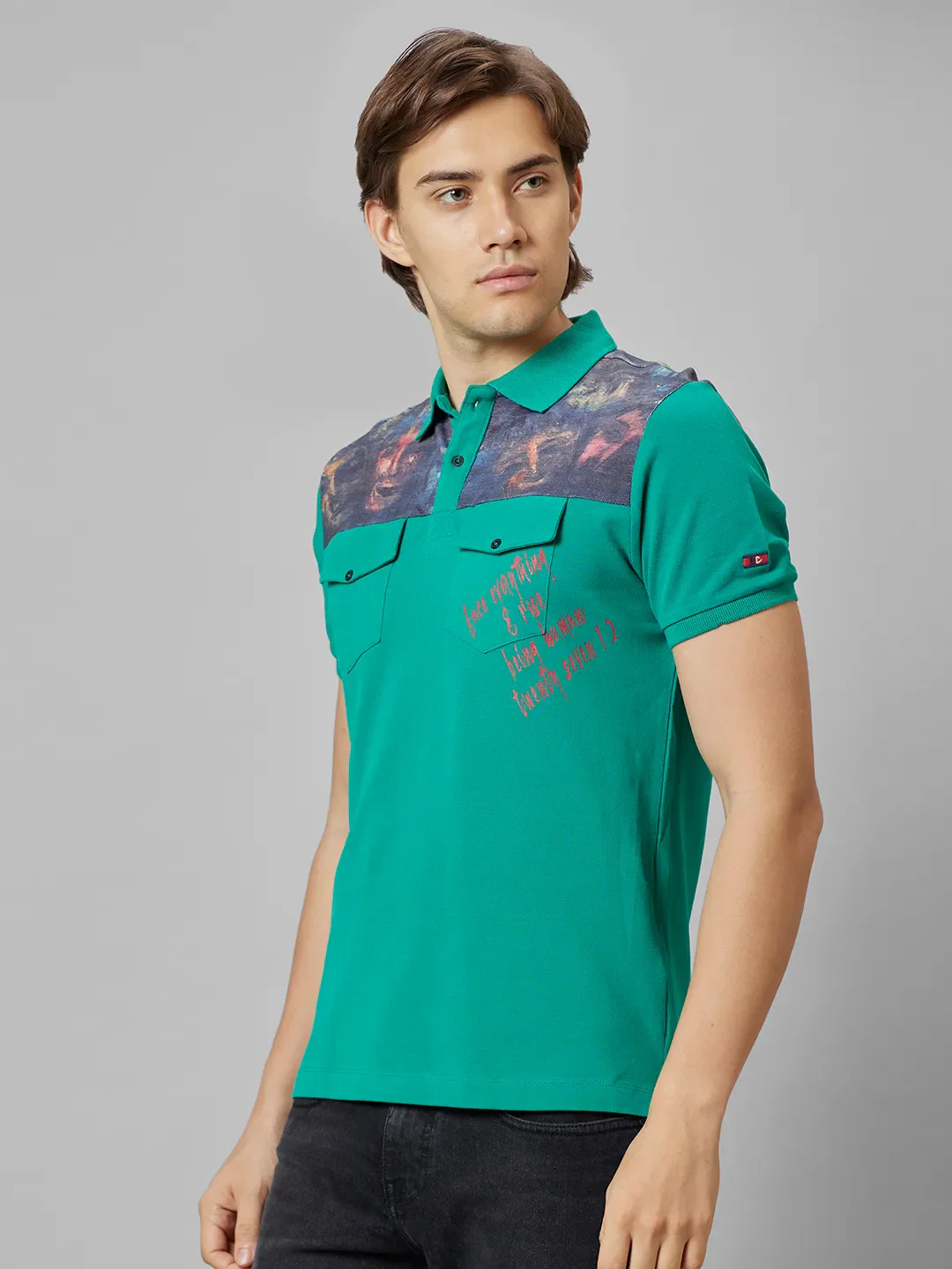 Green Regular Fit Men's Polo T-Shirt by Being Human Clothing - Image 4