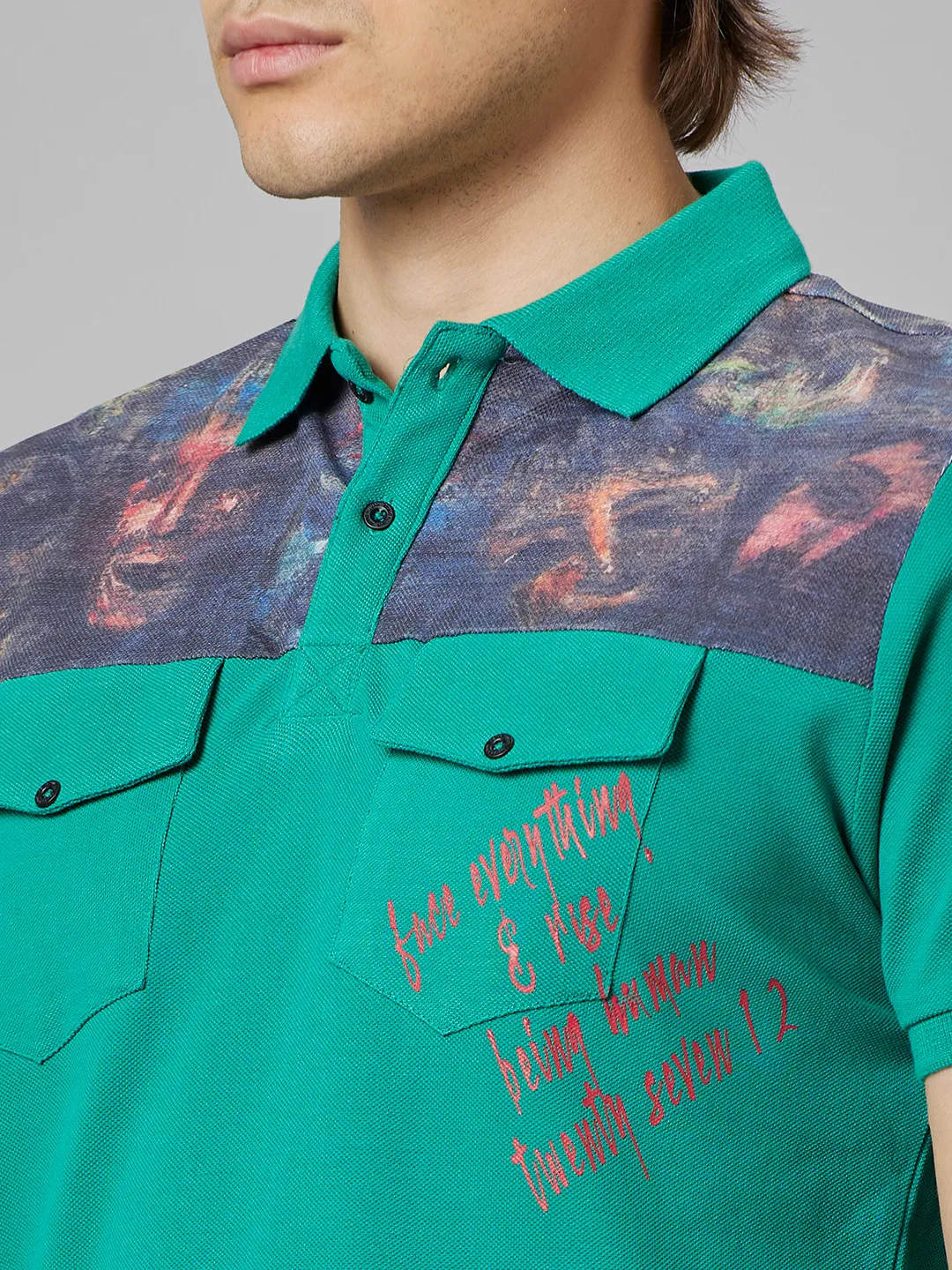 Green Regular Fit Men's Polo T-Shirt by Being Human Clothing - Image 5