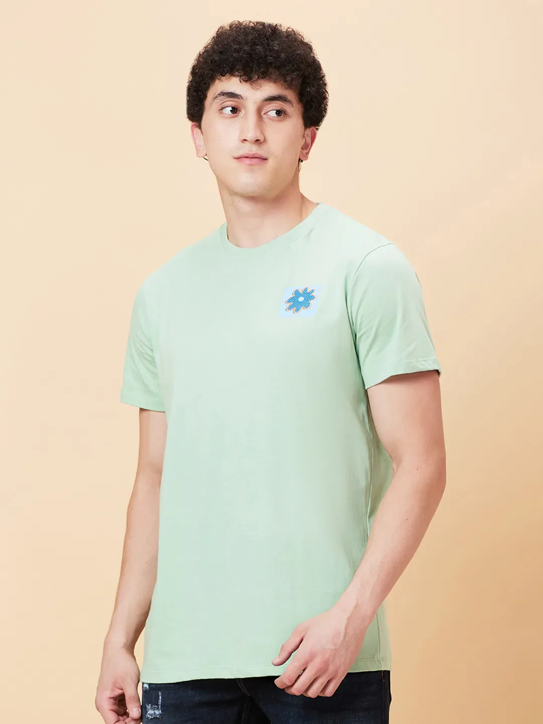 Green Foam Semi Fit Round Neck Men's T-Shirt by Being Human Clothing - Image 4