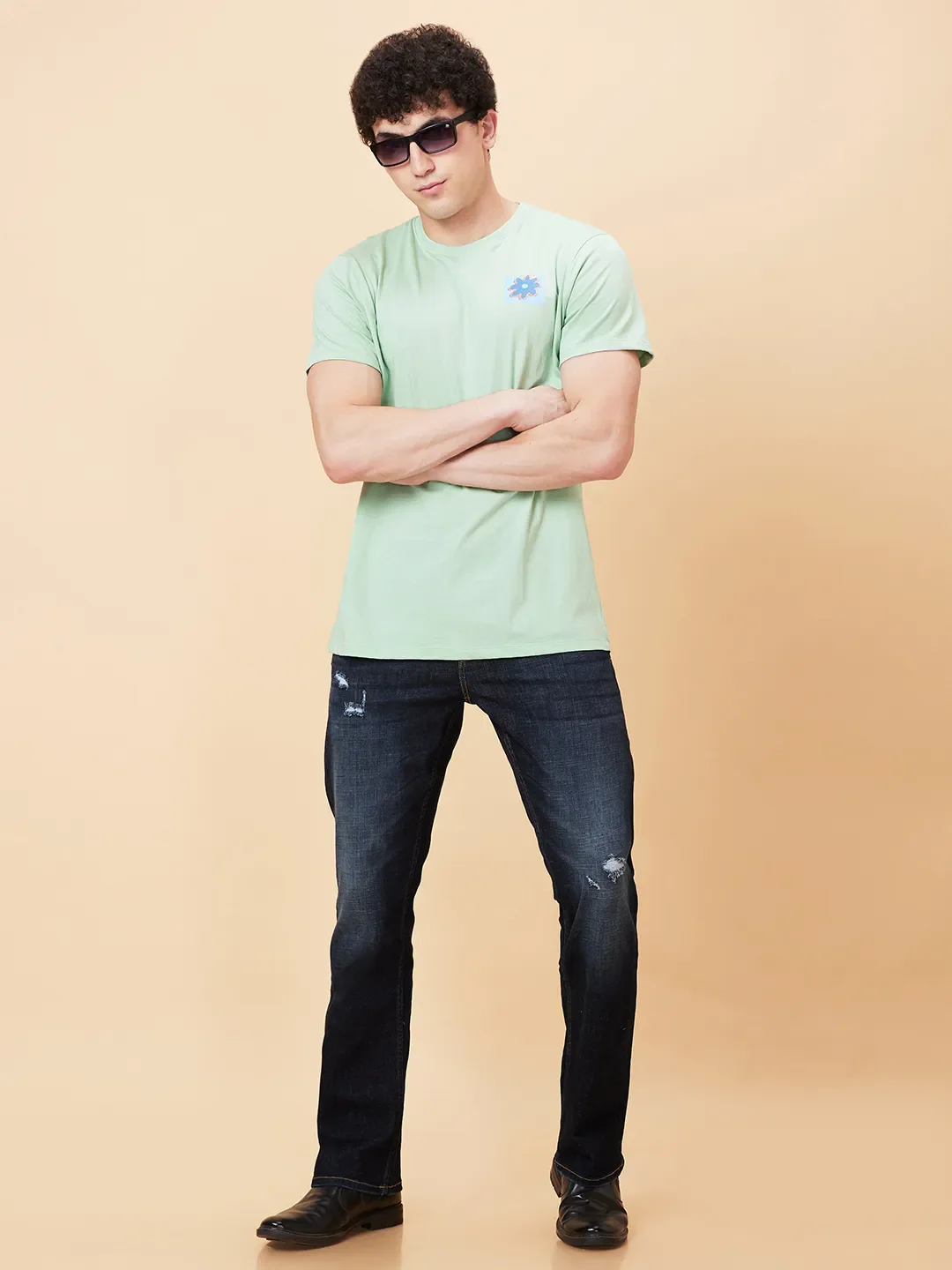 Green Foam Semi Fit Round Neck Men's T-Shirt by Being Human Clothing - Image 6