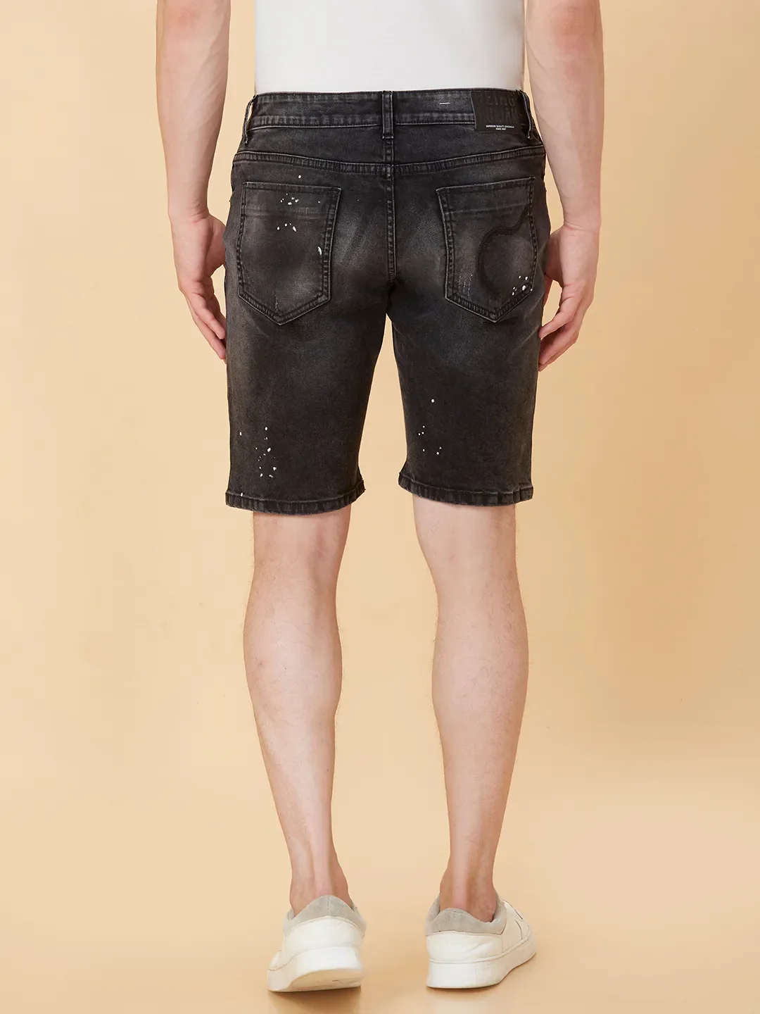 Black Regular Fit Shorts For Men By Being Human Clothing - Image 3