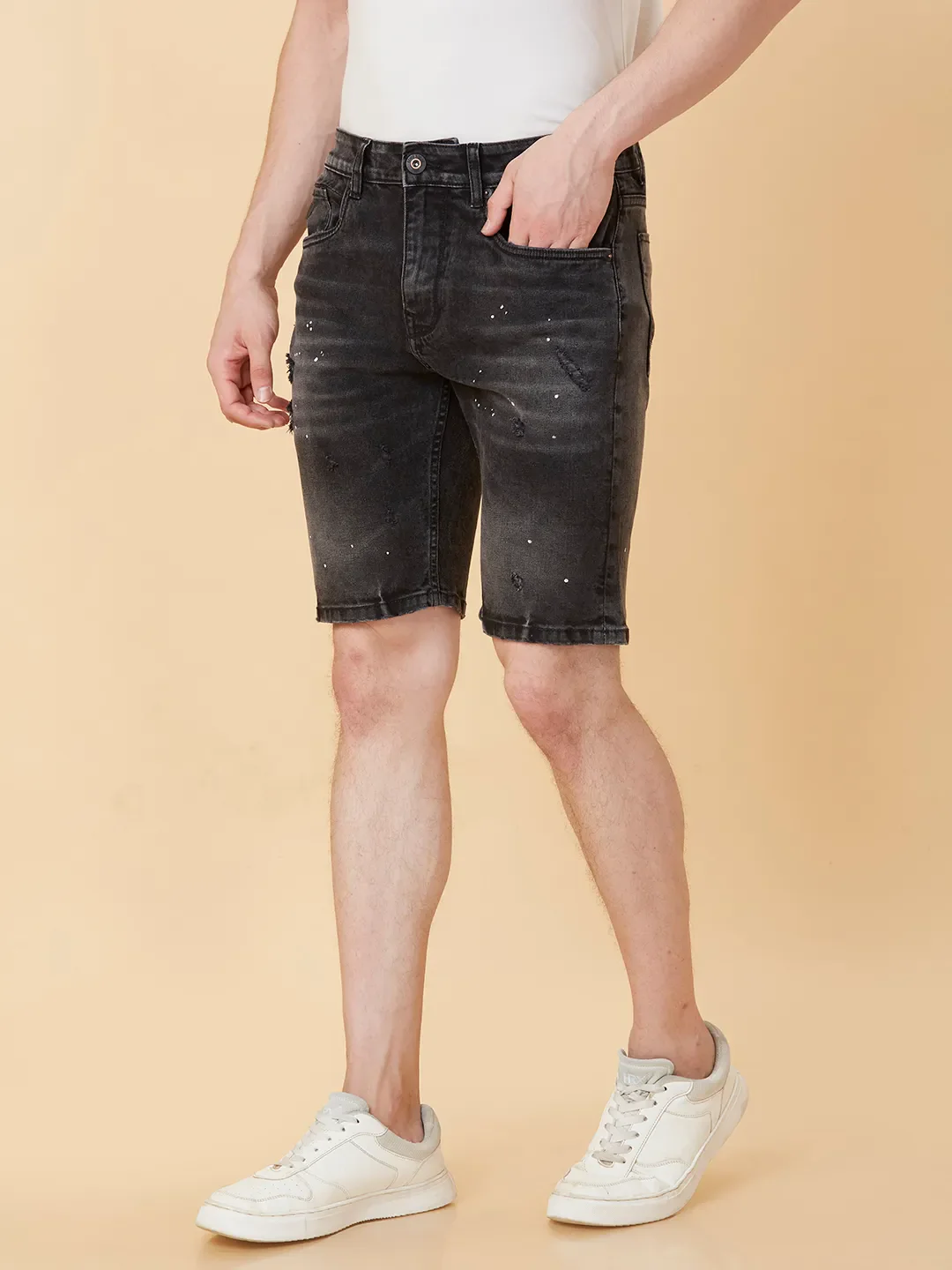 Black Regular Fit Shorts For Men By Being Human Clothing - Image 4