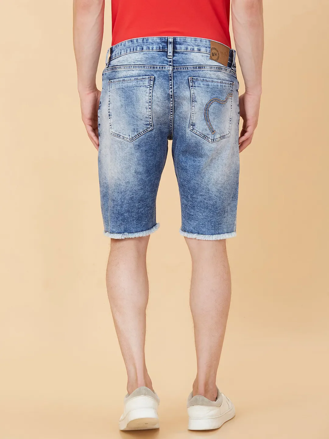 Light Blue Regular Fit Shorts For Men By Being Human Clothing - Image 3