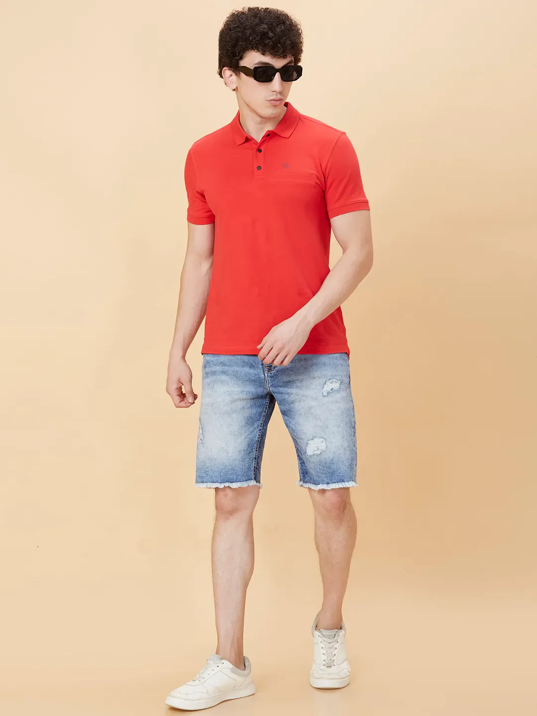Light Blue Regular Fit Shorts For Men By Being Human Clothing - Image 6