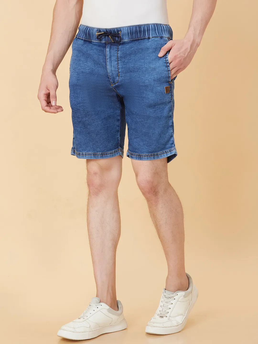 Blue Regular Fit Shorts For Men By Being Human Clothing - Image 4