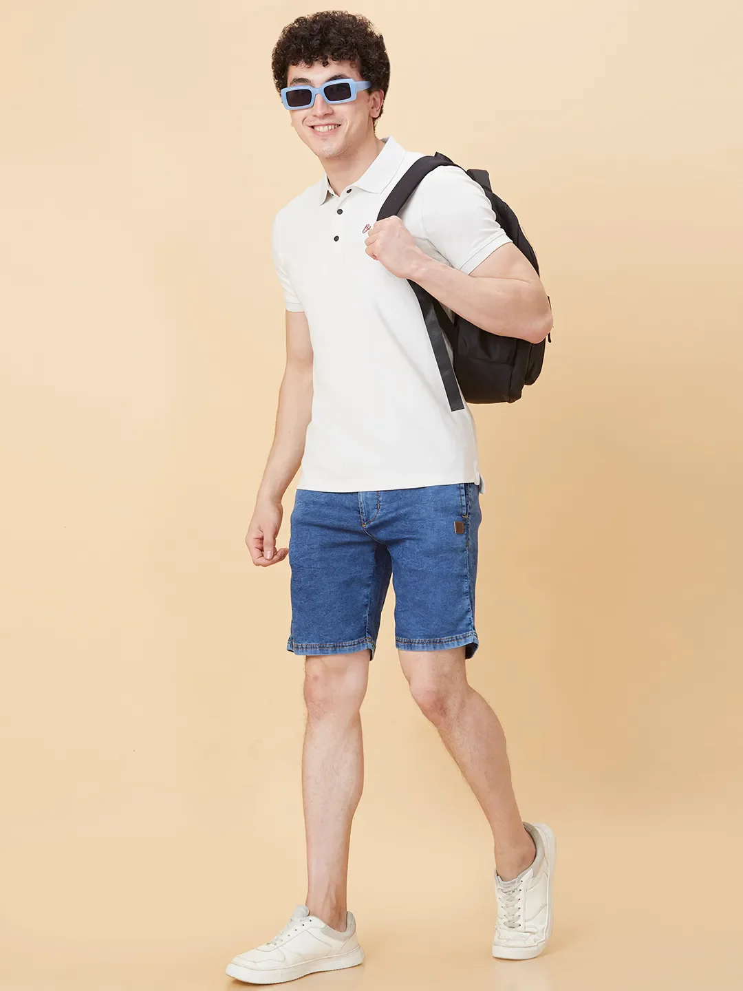Blue Regular Fit Shorts For Men By Being Human Clothing - Image 6