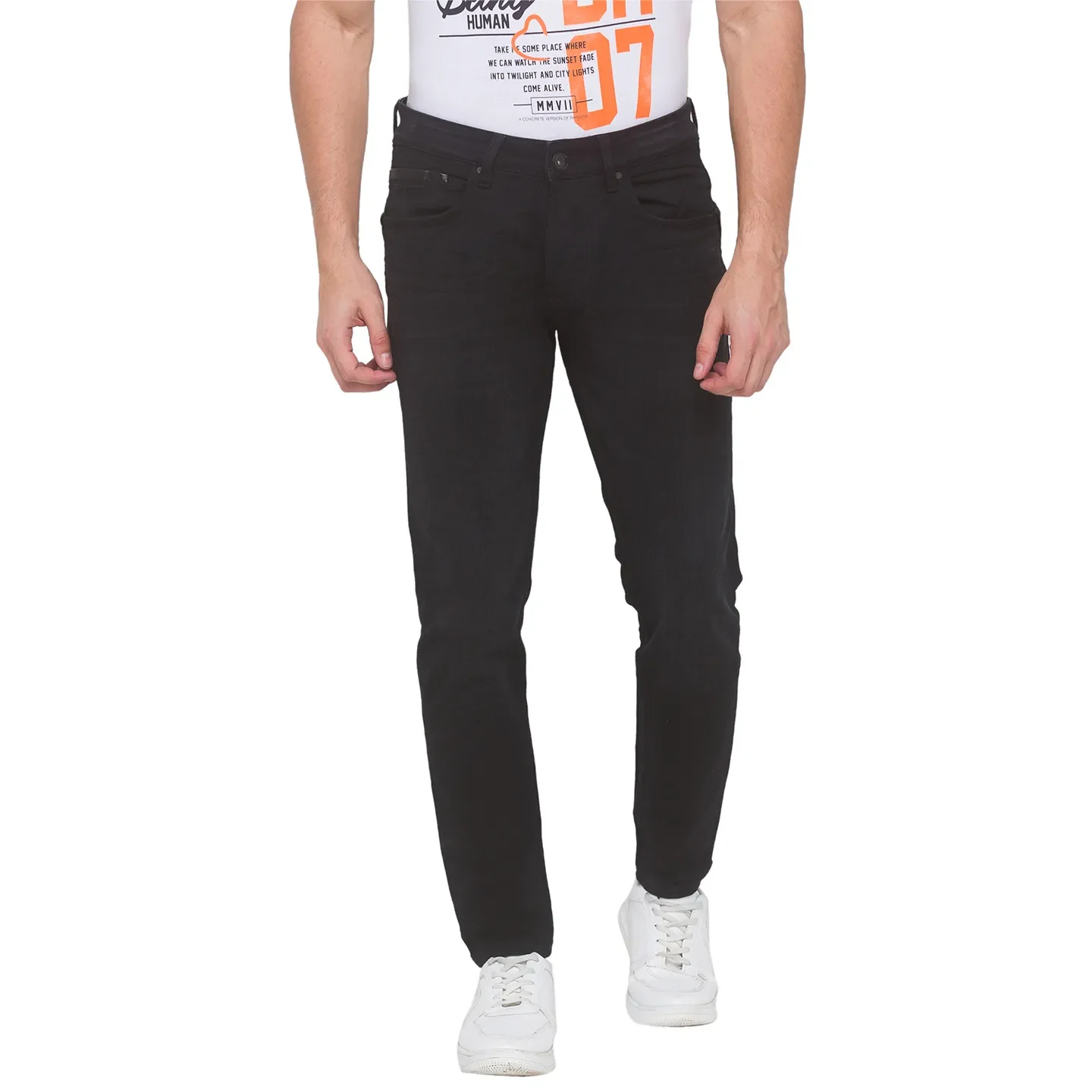 Black Skinny Cropped Fit Men's Denims by Being Human Clothing - Image 4