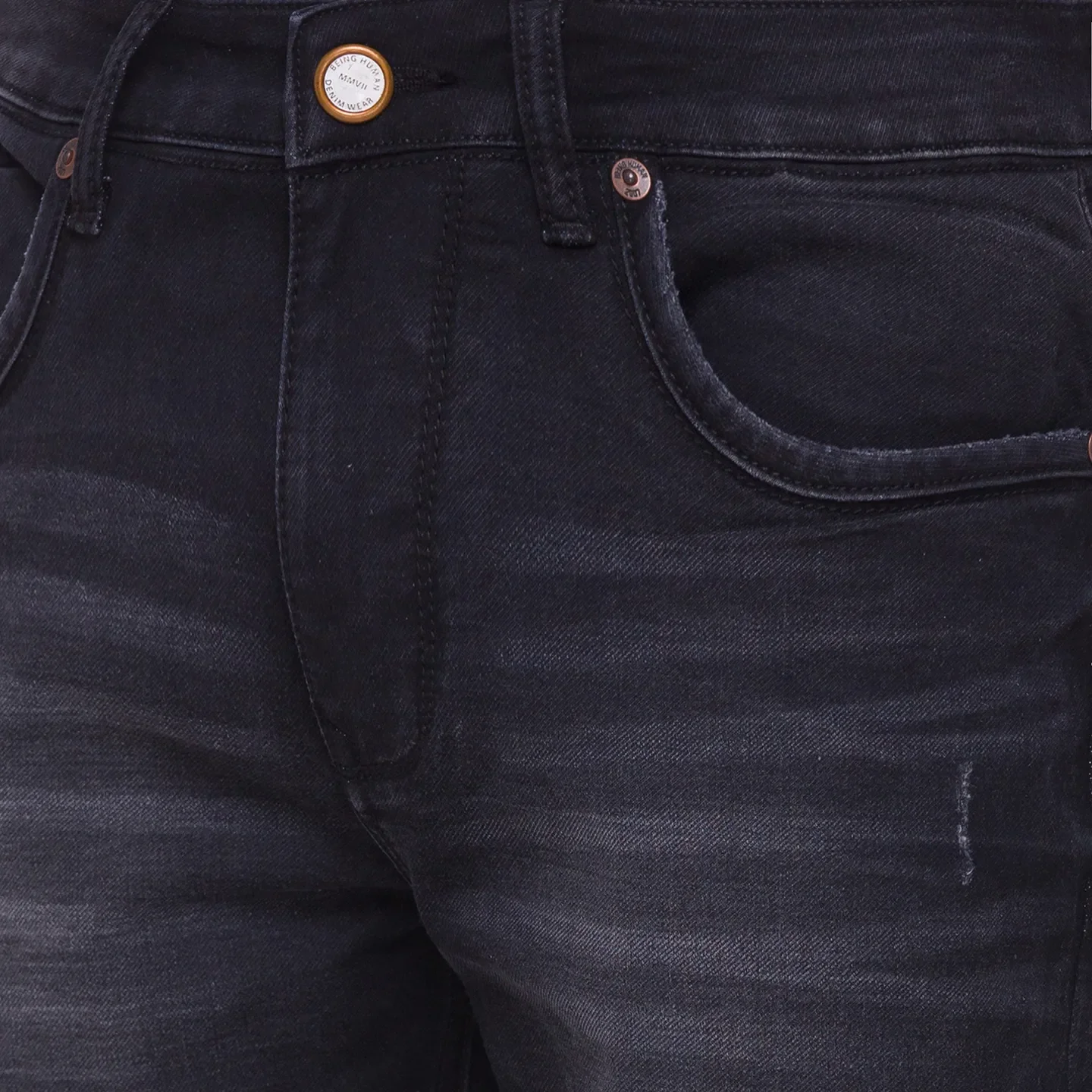 Black Skinny Cropped Fit Men's Denims by Being Human Clothing - Image 3