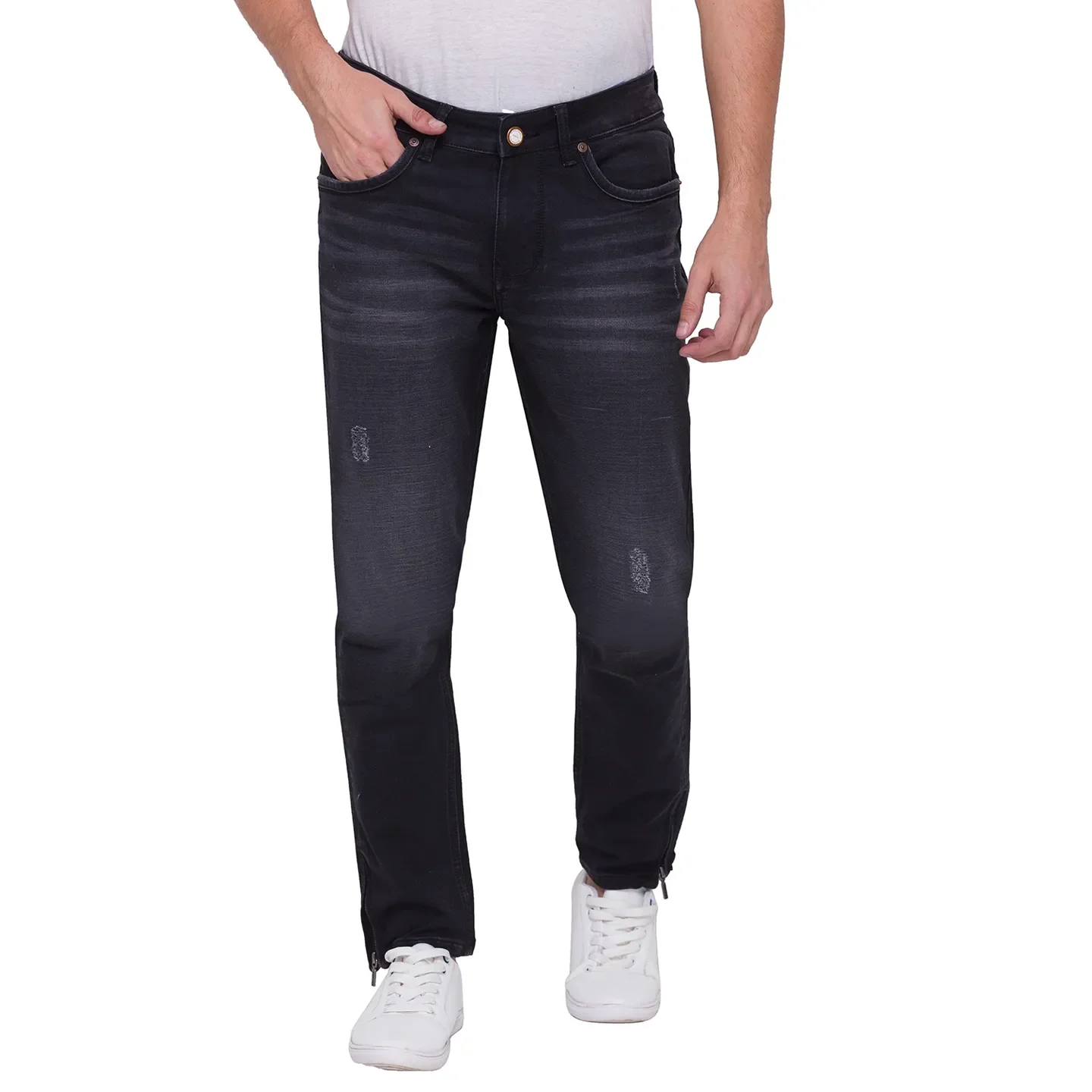 Black Skinny Cropped Fit Men's Denims by Being Human Clothing - Image 4