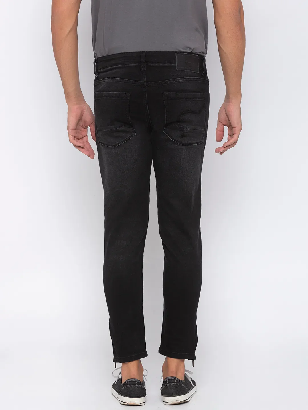 Black Skinny Cropped Fit Men's Denims by Being Human Clothing - Image 2
