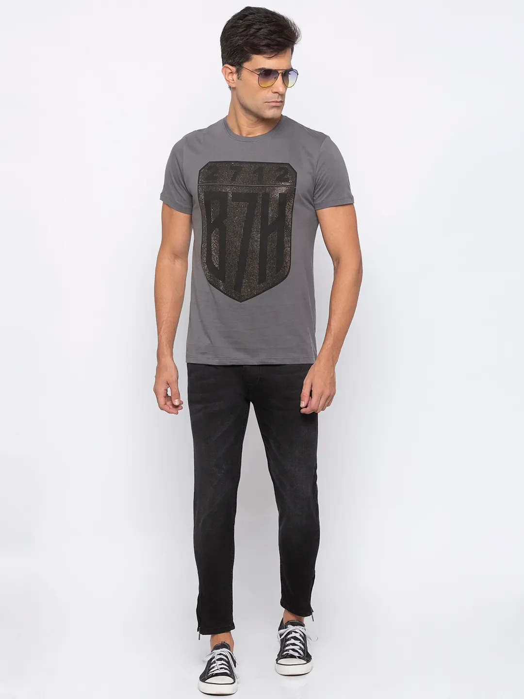 Black Skinny Cropped Fit Men's Denims by Being Human Clothing - Image 5