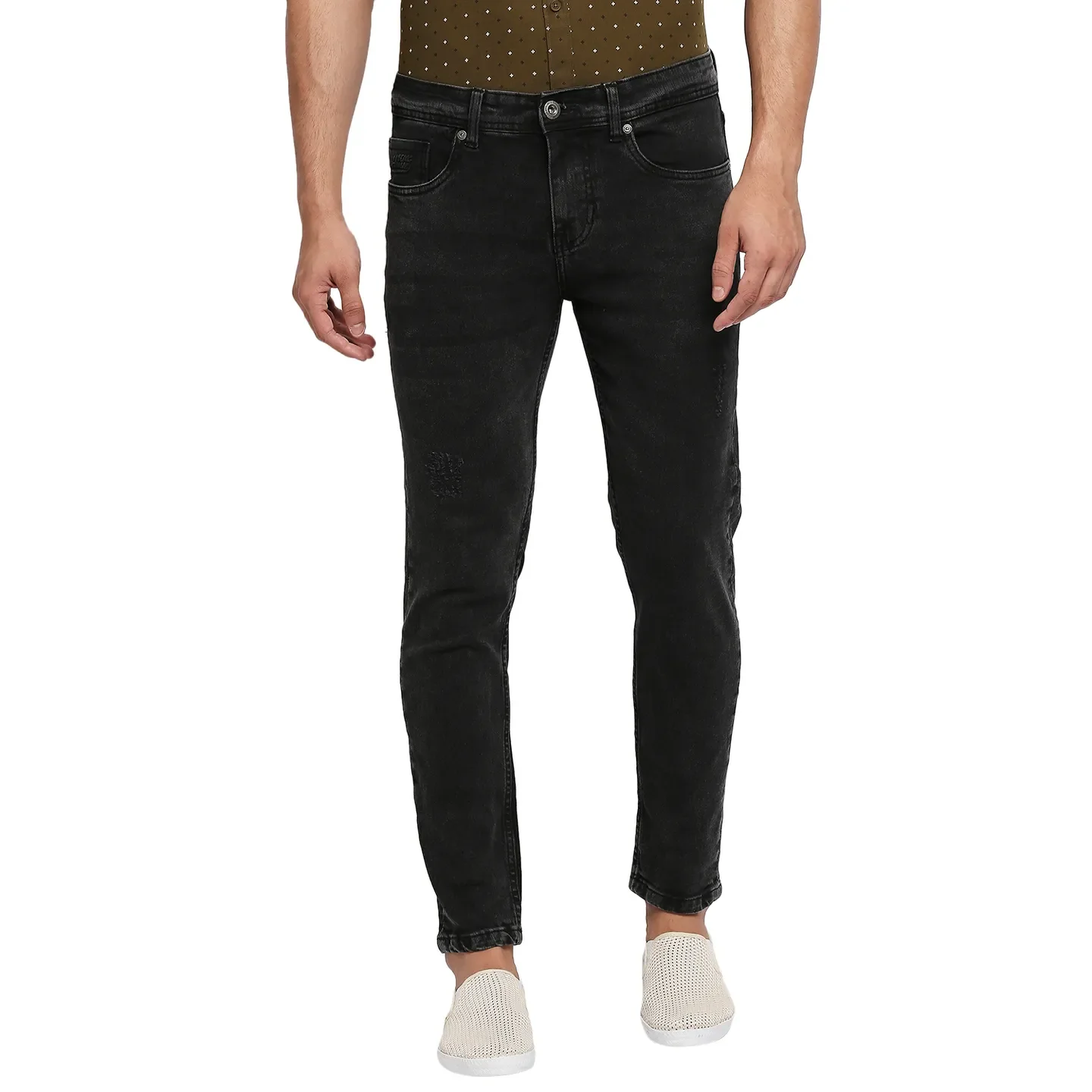 Black Skinny Cropped Fit Men's Denims by Being Human Clothing