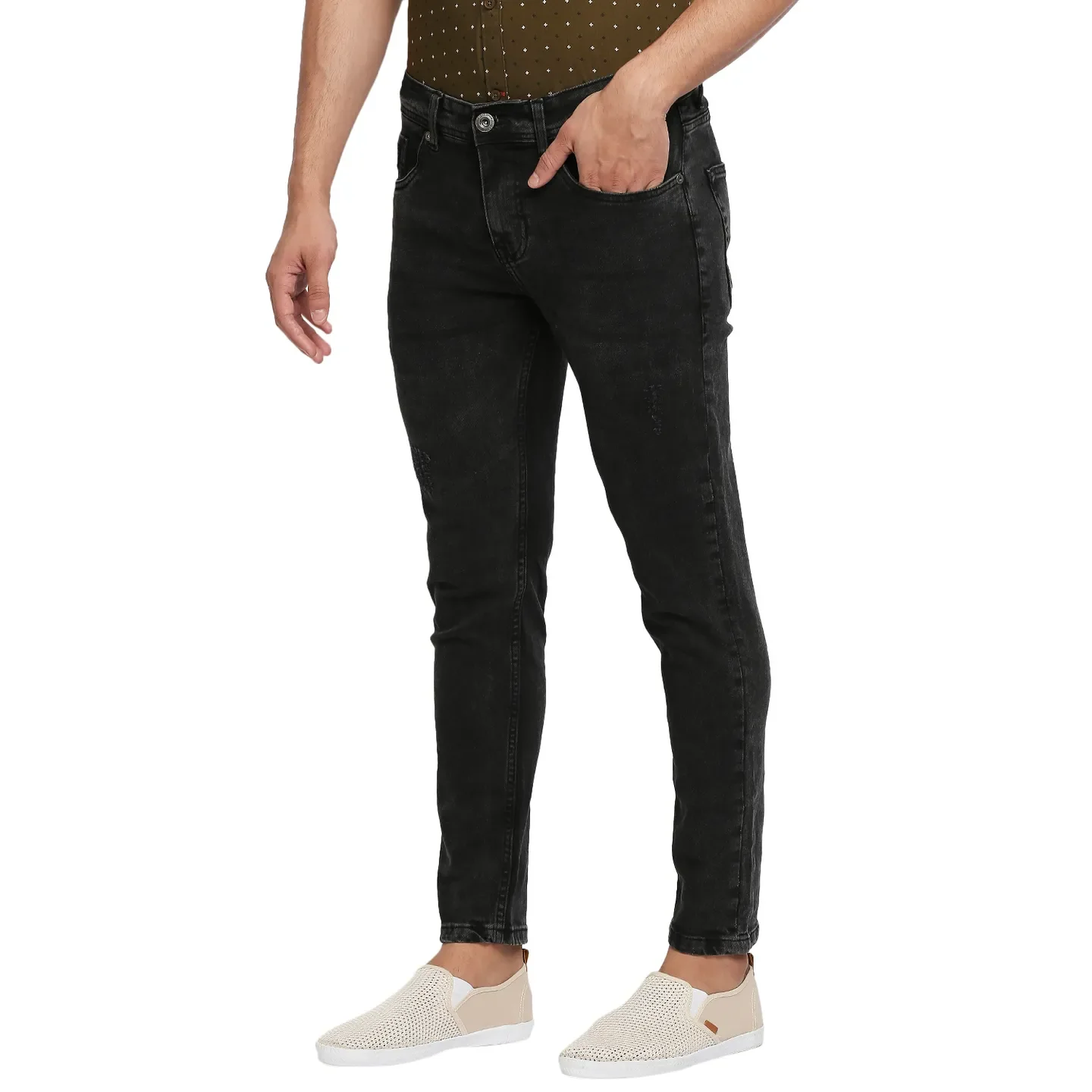 Black Skinny Cropped Fit Men's Denims by Being Human Clothing - Image 2