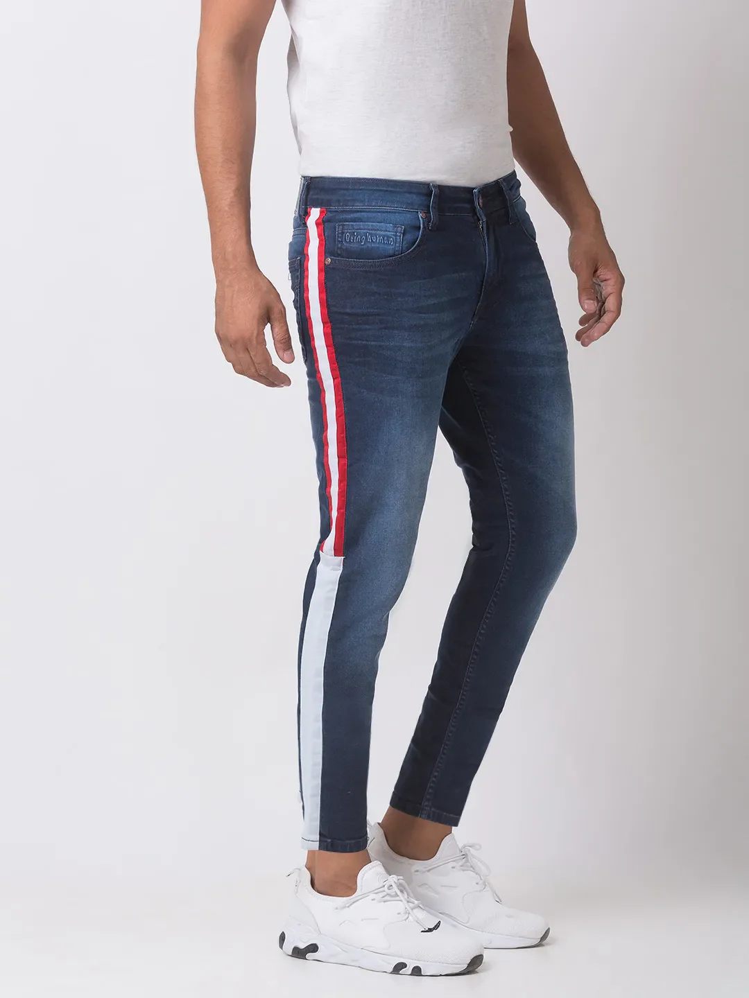 Blue Skinny Cropped Fit Men's Denims by Being Human Clothing - Image 2