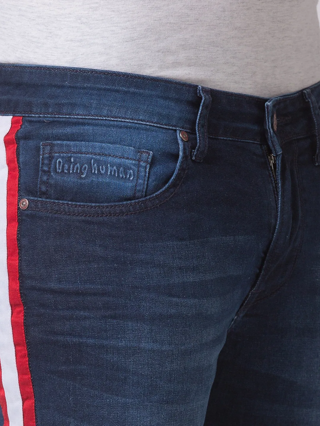 Blue Skinny Cropped Fit Men's Denims by Being Human Clothing - Image 3