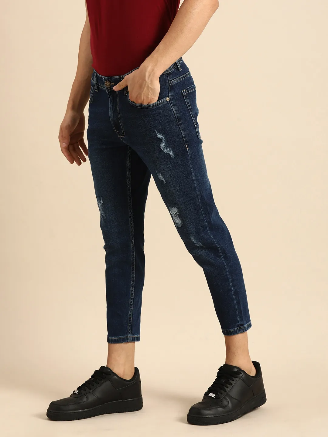 Blue Skinny Cropped Fit Men's Denims by Being Human Clothing - Image 2