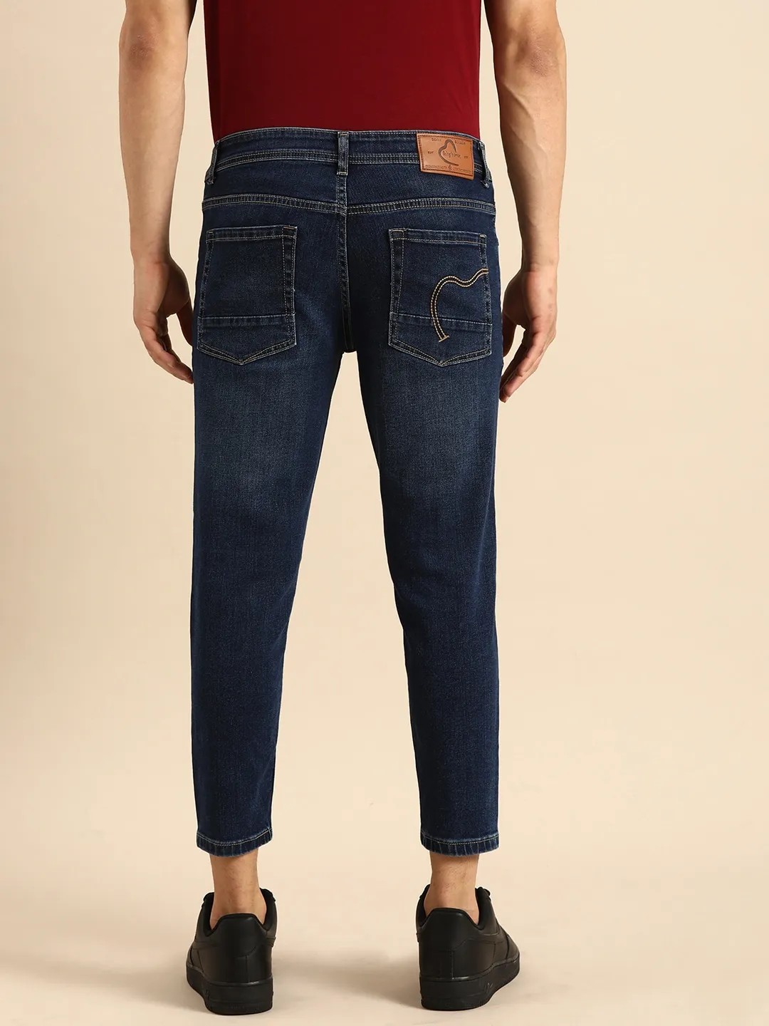 Blue Skinny Cropped Fit Men's Denims by Being Human Clothing - Image 3