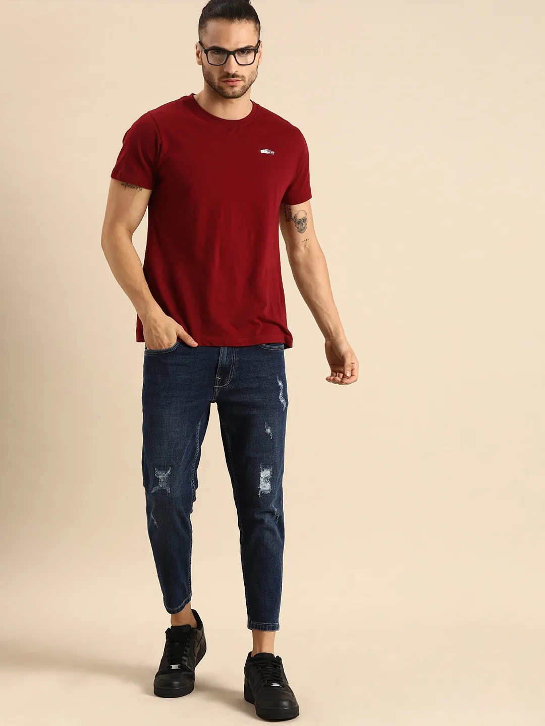 Blue Skinny Cropped Fit Men's Denims by Being Human Clothing - Image 5