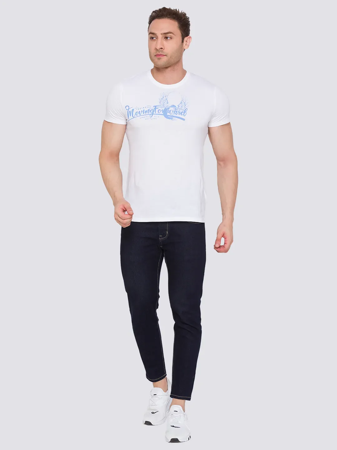 Blue Skinny Cropped Fit Men's Denims by Being Human Clothing - Image 5