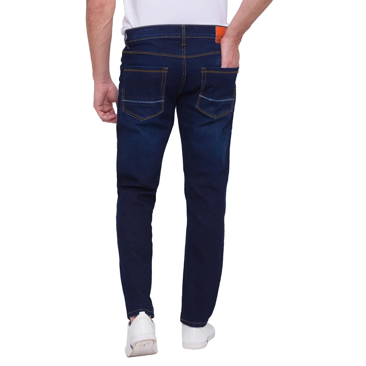 Blue Skinny Cropped Fit Men's Denims by Being Human Clothing