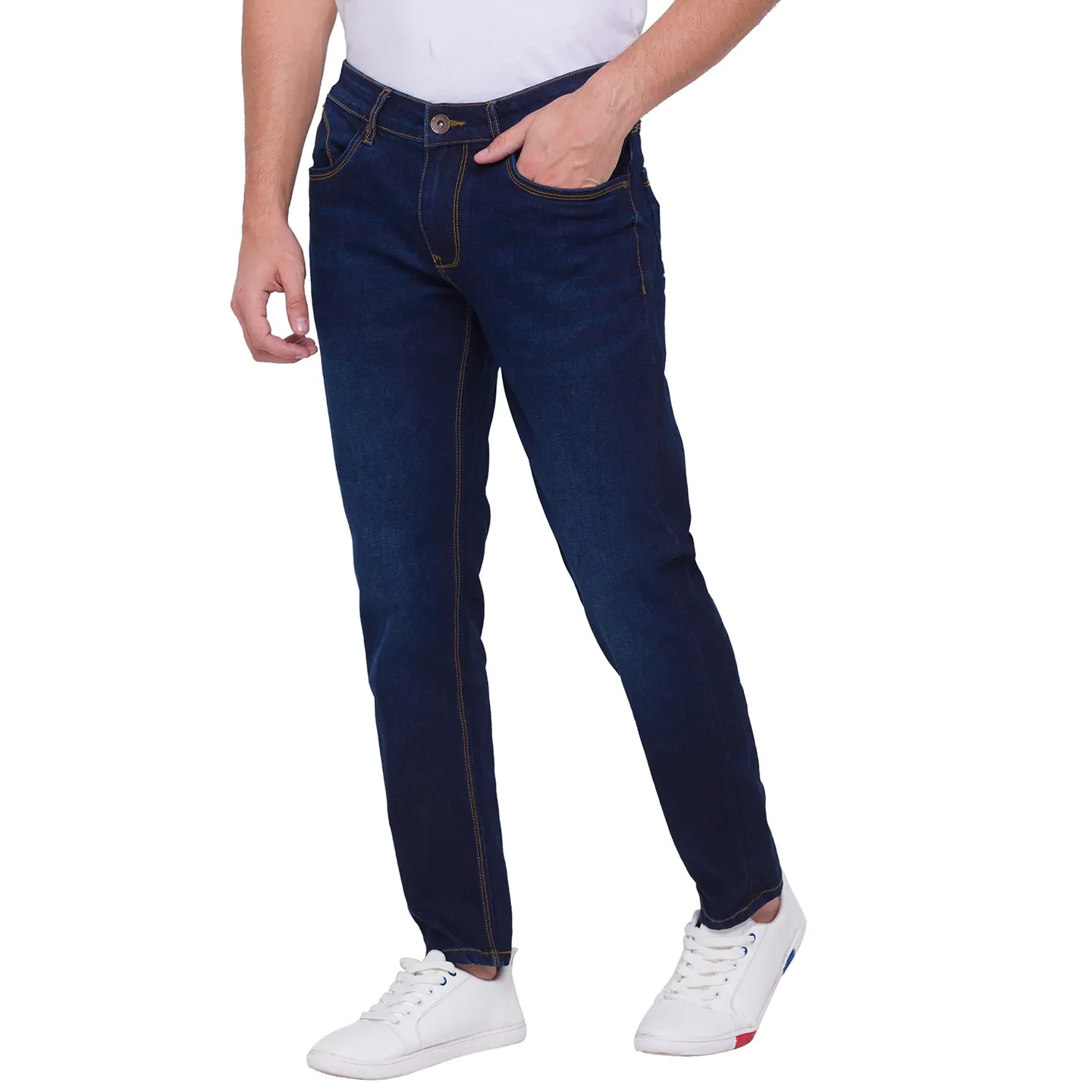 Blue Skinny Cropped Fit Men's Denims by Being Human Clothing - Image 2