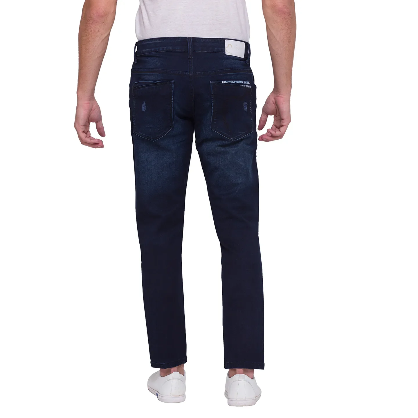 Dark Blue Skinny Cropped Fit Denims For Men By Being Human Clothing - Image 4
