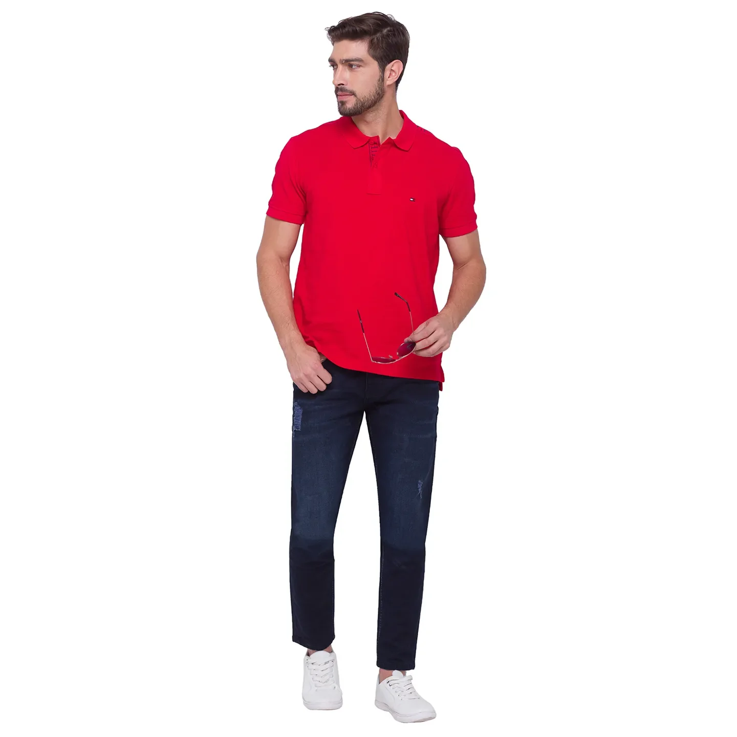 Dark Blue Skinny Cropped Fit Denims For Men By Being Human Clothing - Image 5
