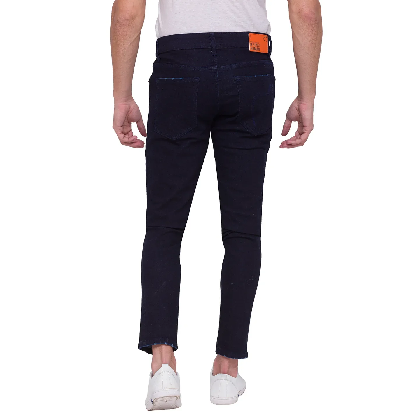 Blue Skinny Cropped Fit Men's Denims by Being Human Clothing - Image 4