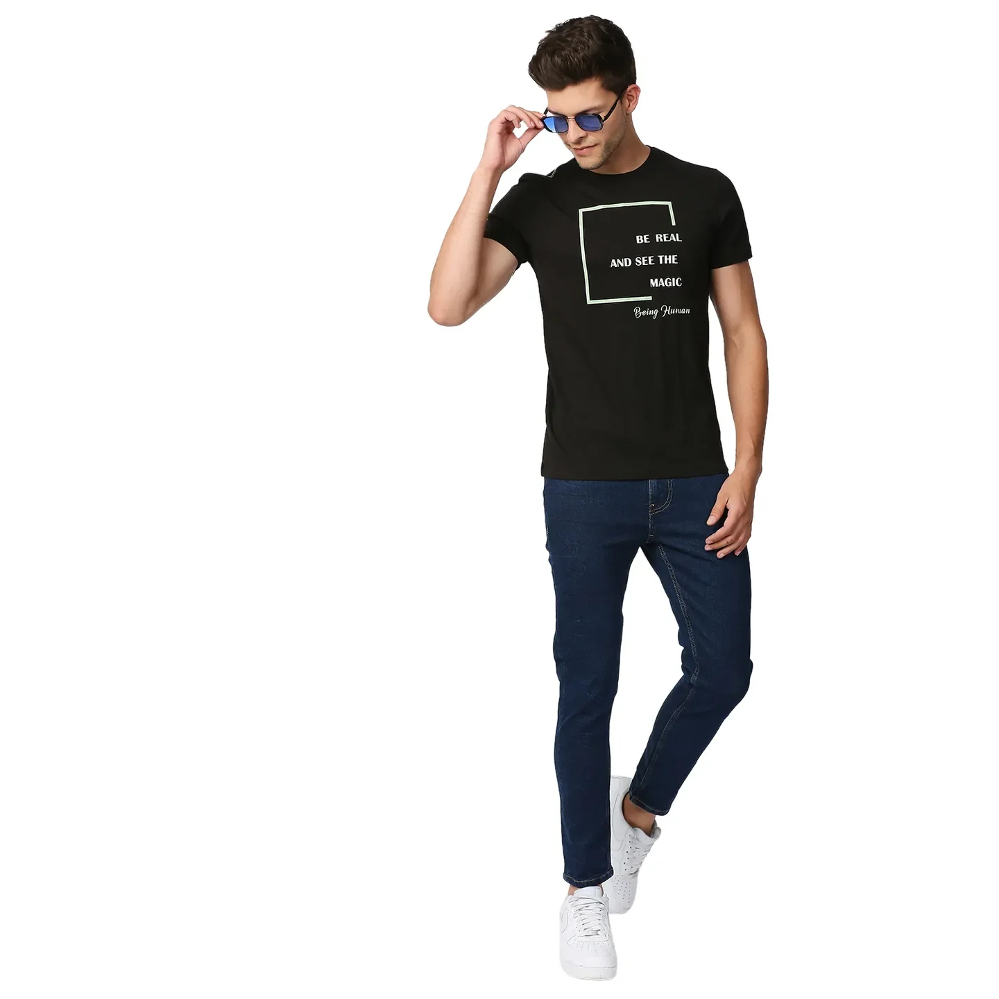 Blue Skinny Cropped Fit Men's Denims by Being Human Clothing - Image 6