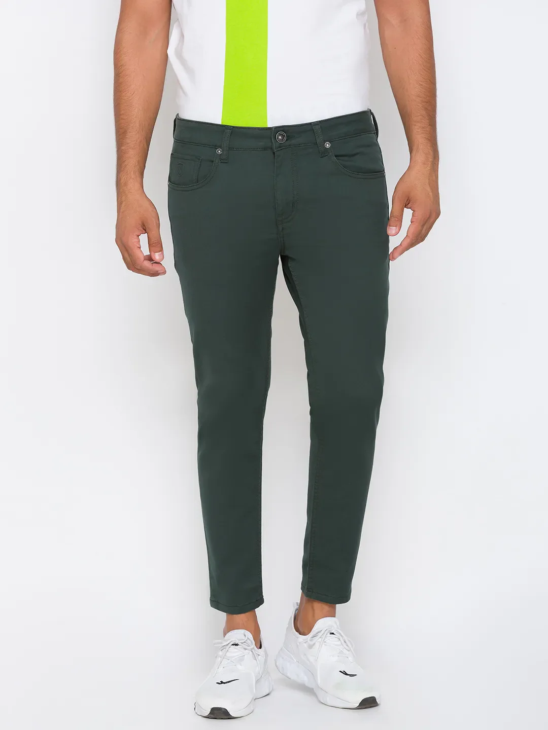 Green Skinny Cropped Fit Men's Denims by Being Human Clothing