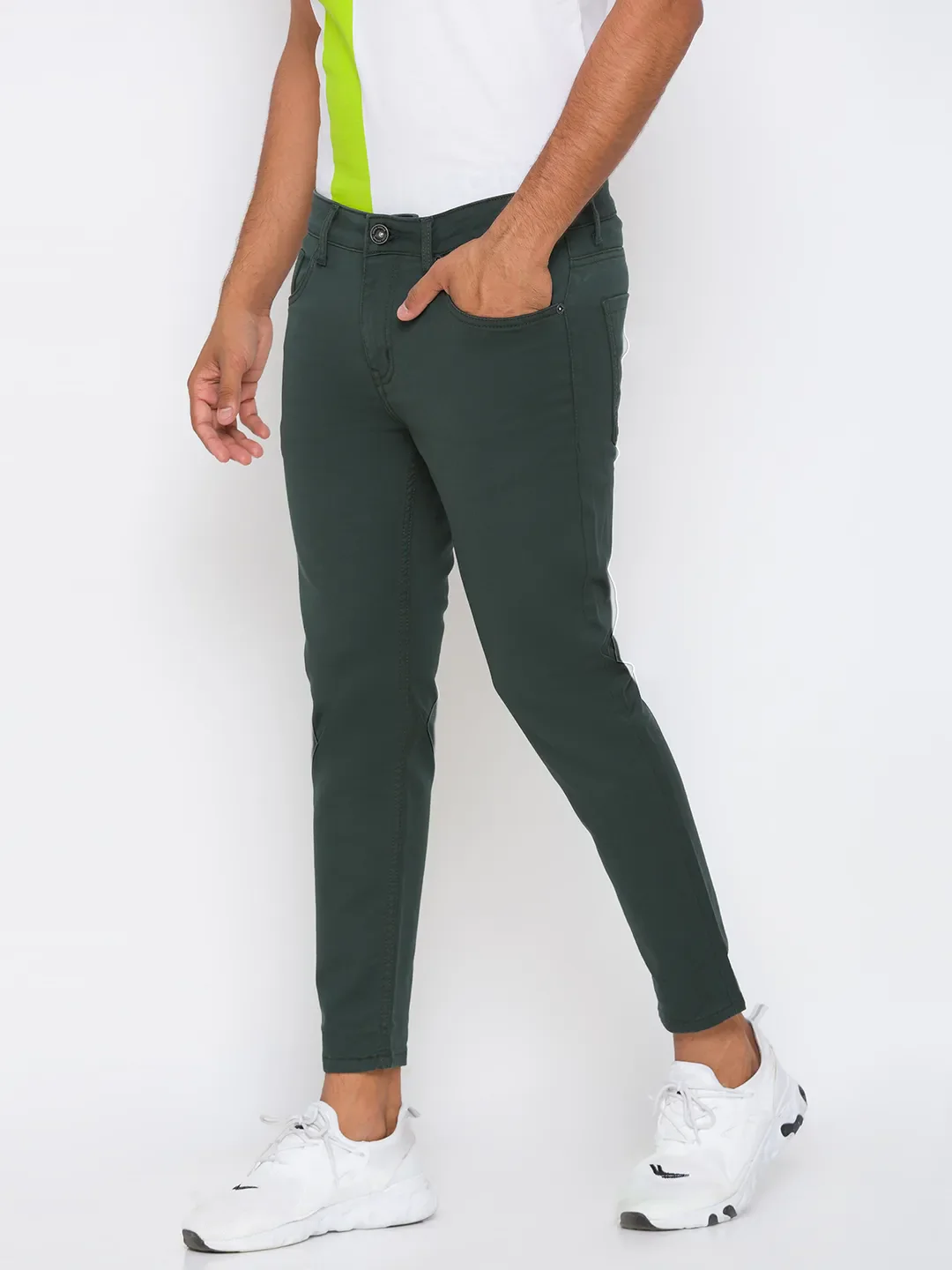 Green Skinny Cropped Fit Men's Denims by Being Human Clothing - Image 4