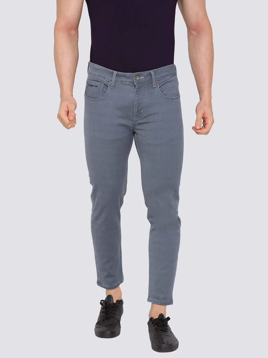 Grey Skinny Cropped Fit Men's Denims by Being Human Clothing