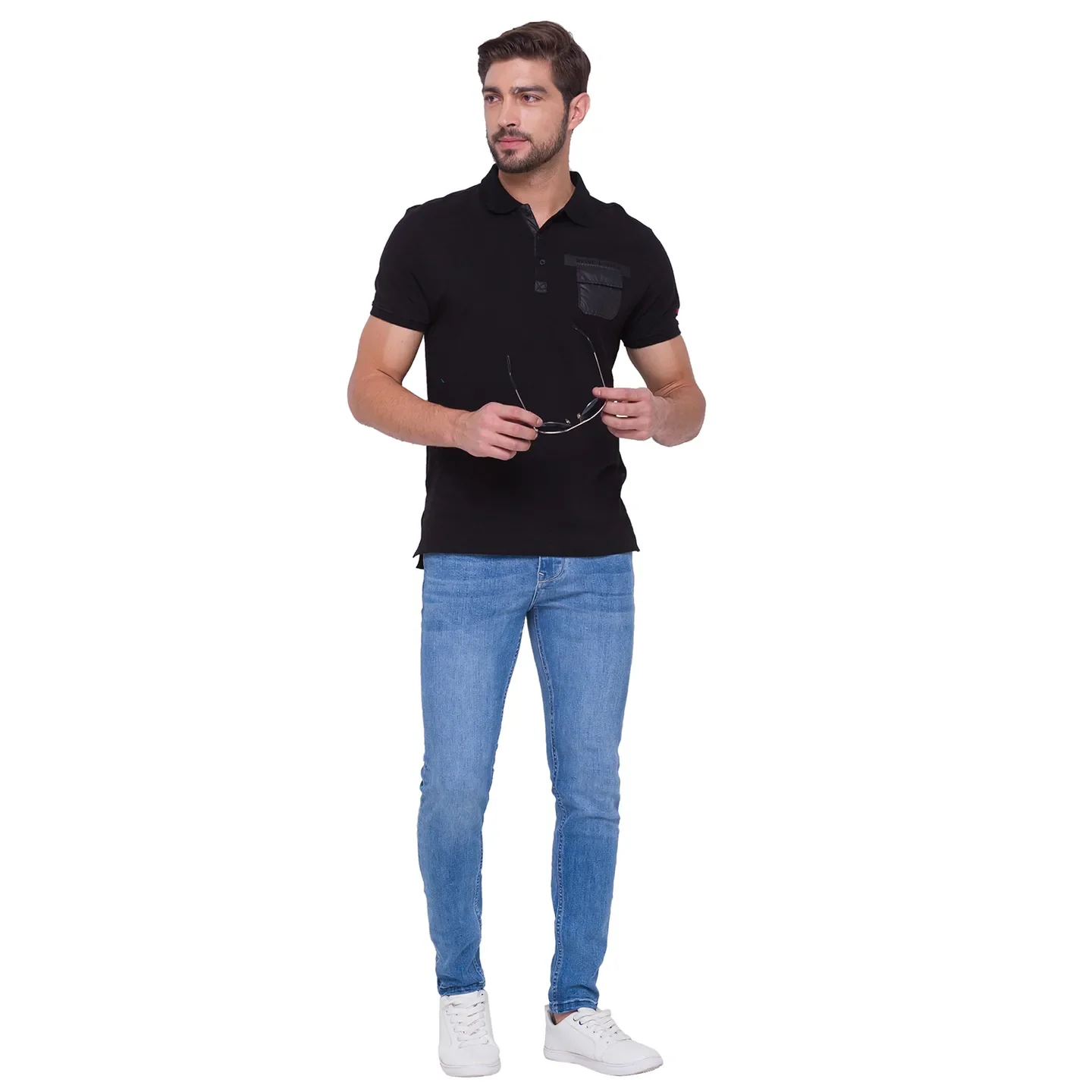 Light Blue Skinny Cropped Fit Denims For Men By Being Human Clothing - Image 5