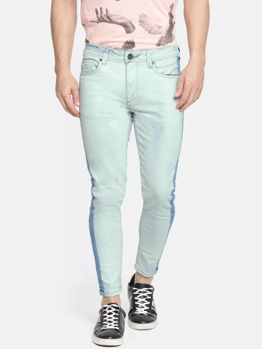 Blue Skinny Cropped Fit Men's Denims by Being Human Clothing