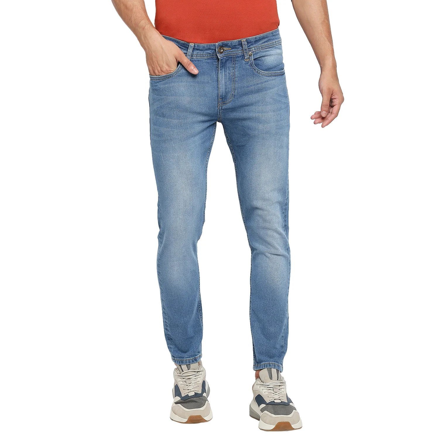 Light Tone Skinny Cropped Fit Denims For Men By Being Human Clothing