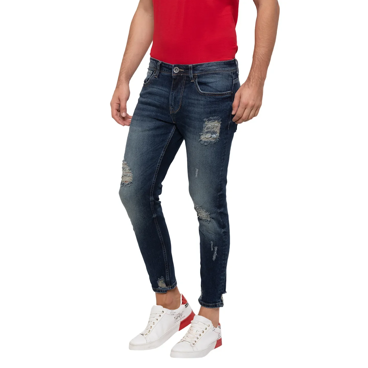Blue Skinny Cropped Fit Men's Denims by Being Human Clothing - Image 4