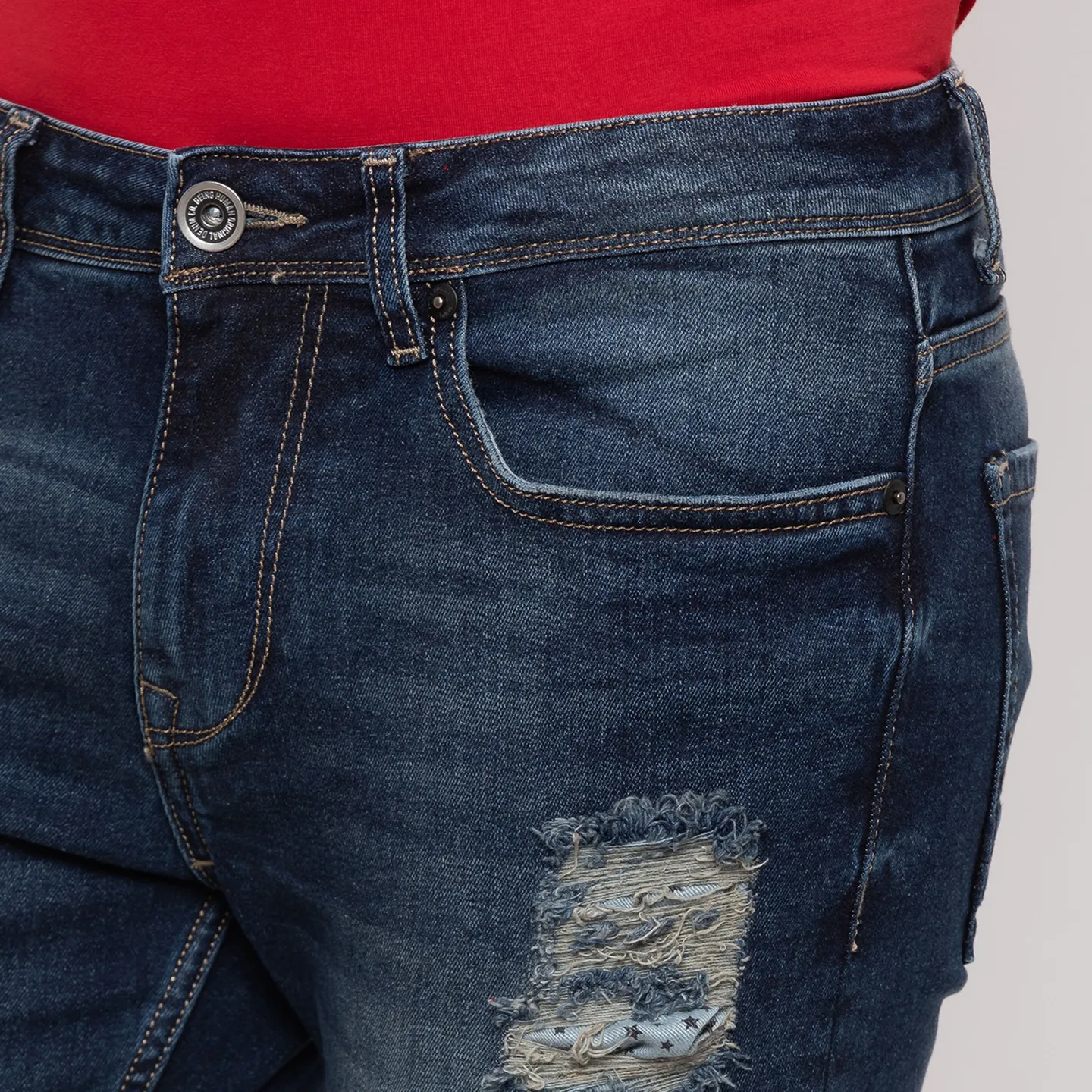 Blue Skinny Cropped Fit Men's Denims by Being Human Clothing - Image 5