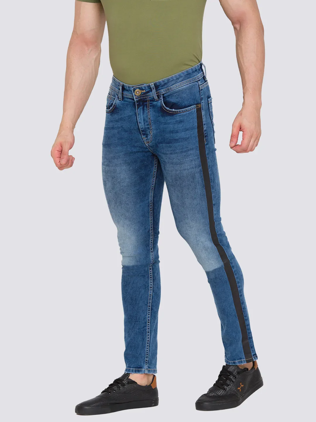 Blue Skinny Cropped Fit Men's Denims by Being Human Clothing - Image 2
