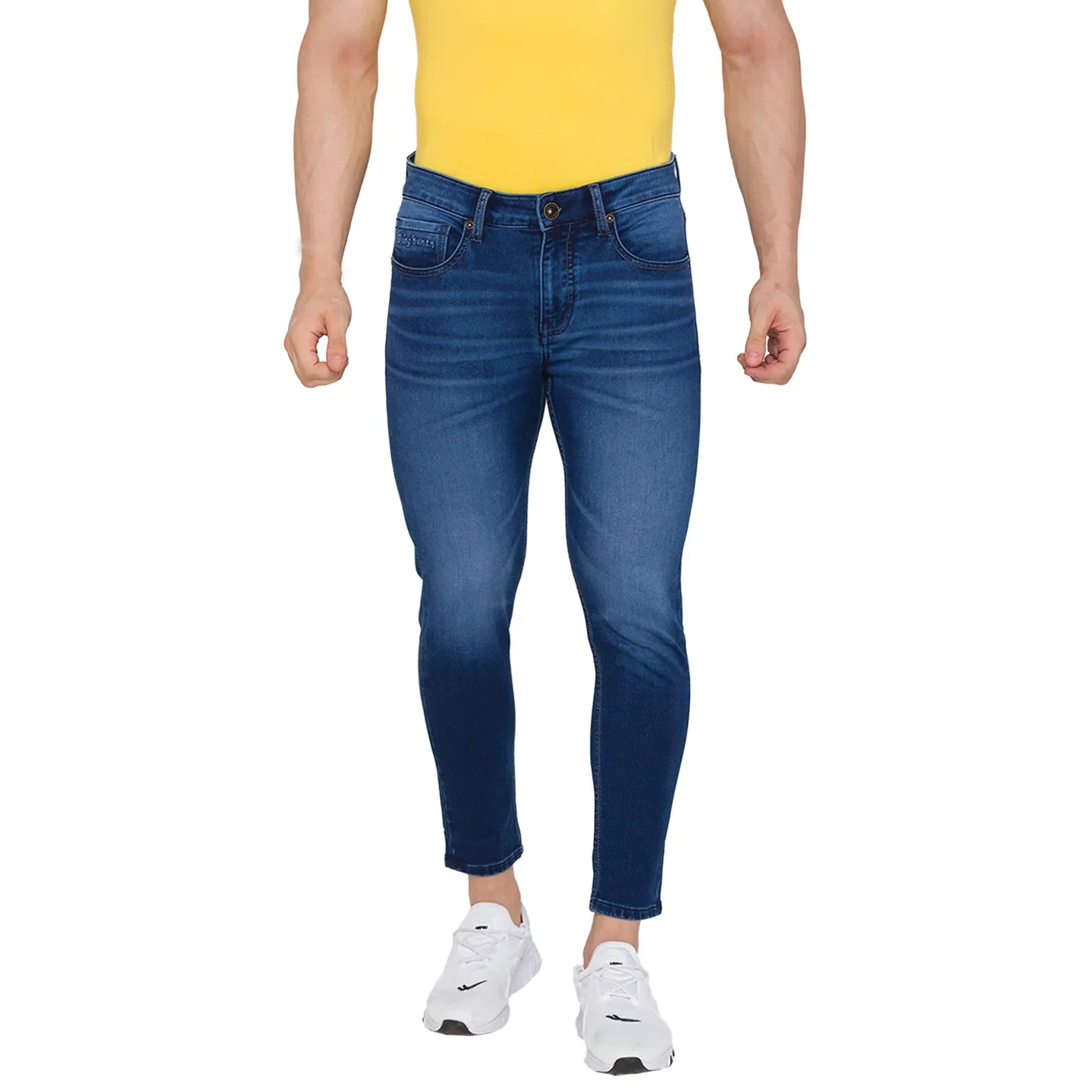 Blue Skinny Cropped Fit Men's Denims by Being Human Clothing